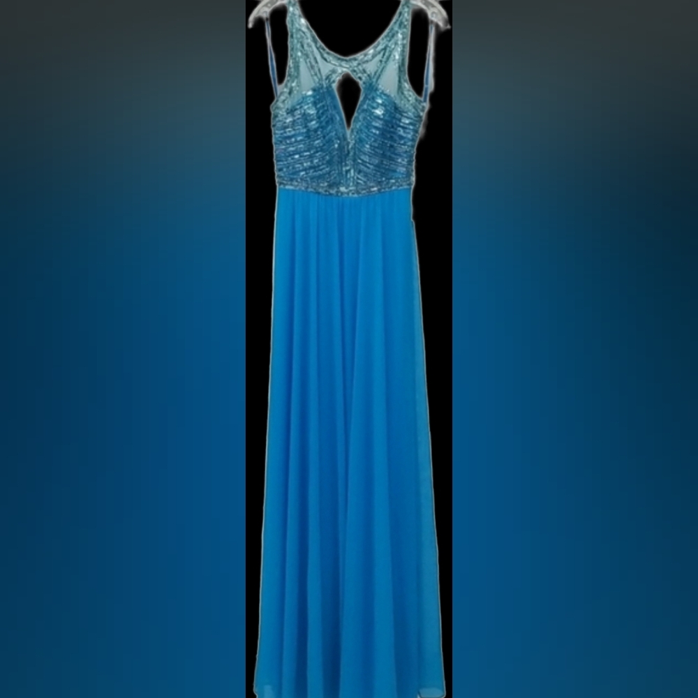 Madison James Jeweled chiffon dress gown 10